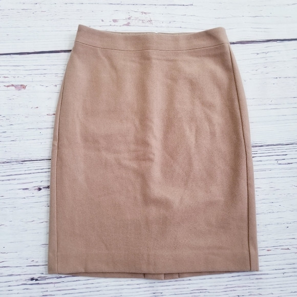 J.Crew The Pencil Skirt 70% Wool Tan Beige - Picture 3 of 7